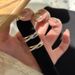 Women's Jewelry Light Luxury And Elegant Three Circle Cross Inlaid Diamond Ring Two Color Niche Design Fashionable Personality Open Index Finger Ring_ipsvogv.com