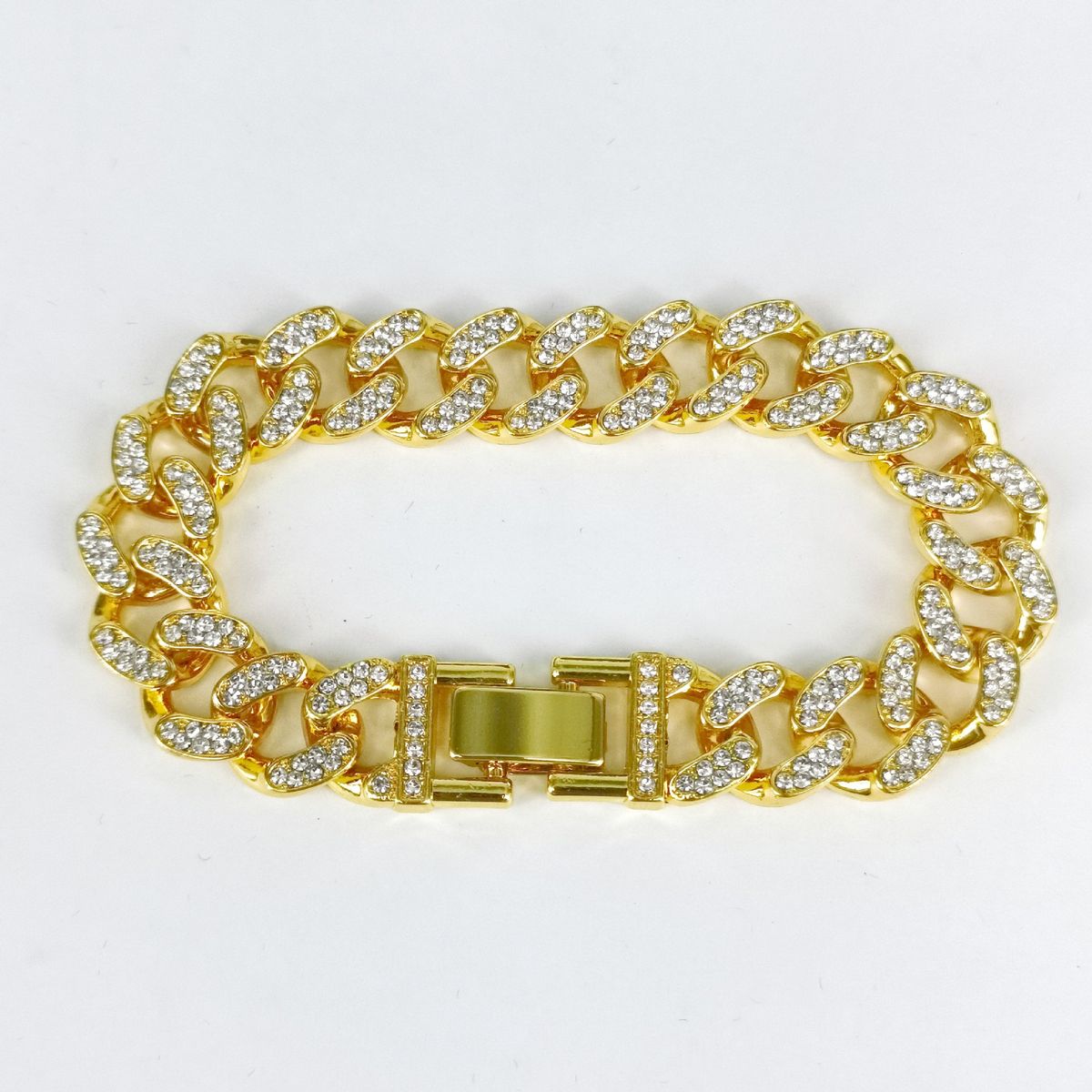 Men’s Jewelry Set Fashion New 13mm Round Flat Bottom Rhinestone Bracelet Cuban Necklace Thick Alloy Original Design Hip Hop Style_ipsvogv.com