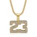 New Hip-Hop Jewelry Titanium Steel Gold-Plated Diamond-Studded Basketball Number 23 Pendant Necklace_ipsvogv.com