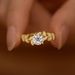 Cao Shi's Same Laurel Branch Moissanite Small Fresh Ring, Ladies' Flower Ring_ipsvogv.com