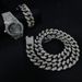Hot Selling Full Diamond Watch 20mm Cuban Necklace Bracelet Men's Hip-hop Jewelry Set Straight_ipsvogv.com