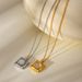 Square Cat's Eye Stone Pendant Necklace - Gold Plated Stainless Steel Clavicle Chain_ipsvogv.com