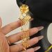 Hollow Flower Design Necklace Earrings Jewelry Ethiopian Tassel Set_ipsvogv.com