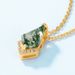 new Geometric Natural Water Grass Agate Necklace S925 Silver Inlaid Colored Gemstone Green Moss Stone Clavicle Chain_ipsvogv.com
