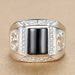 ring, Index Zircon Noble And Majestic Finger Trendy Men's Fashionable Open Mouth Wide Version Black Diamond Lucky Ring,_ipsvogv.com