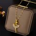 version of the ballet girl necklace design rose gold titanium steel lip chain collarbone chain temperament personality trend beautiful_ipsvogv.com