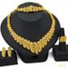 Gold bridal jewelry set Necklace Earrings Bracelet Ring_ipsvogv.com
