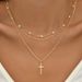 Exaggerated personality cross pendant clavicle chain light luxury multi-layer stacked niche Jewelry necklace_ipsvogv.com