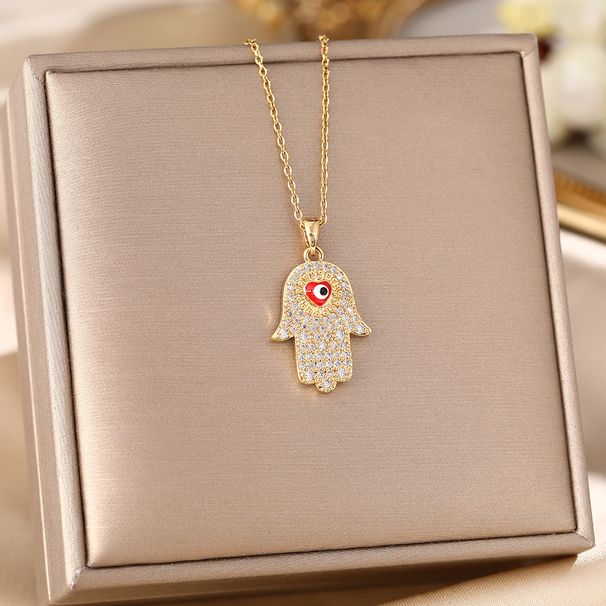 Necklace, Female Internet Celebrity, Heart-shaped Palm, Devil's Eye Pendant, Fashionable Temperament, Micro Inlaid_ipsvogv.com
