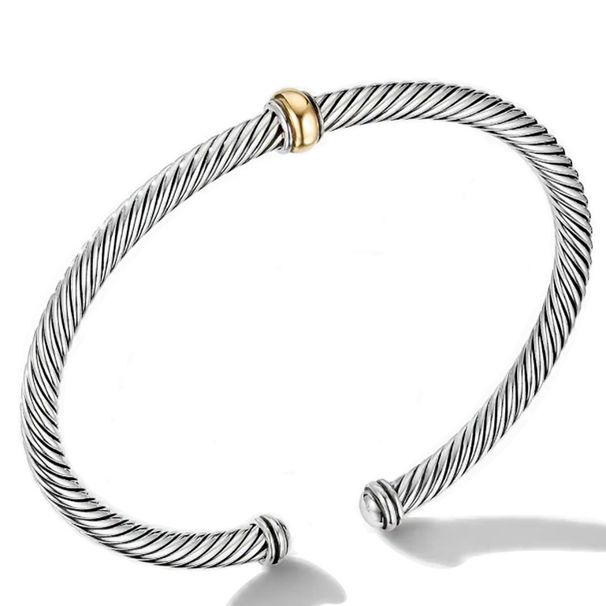 Stainless Steel Bracelet Titanium Steel Wire Rope Two Color Open Bracelet_ipsvogv.com