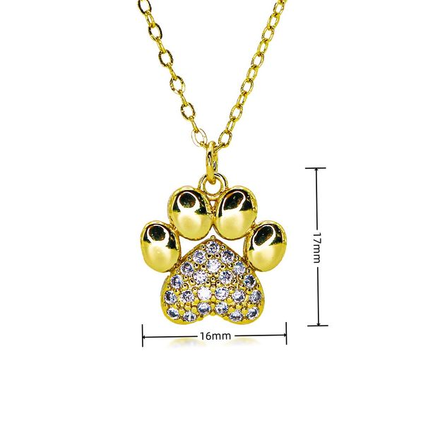 Necklace Micro Inlaid Zircon New Arrival Dog Paw Cat Paw Hot Selling Accessories Women's Versatile Clavicle Chain Zircon Necklace Pendant_ipsvogv.com