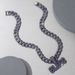 New Hip Hop Full Purple Diamond Letter BLESS Pendant Men's And Women's Alloy Fashion Cuban Necklace_ipsvogv.com