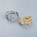 Popular Double Layer Diamond Zircon CZ Cross Ring Female Gold And Silver Index Finger Ring Opening Adjustable Hand Jewelry_ipsvogv.com