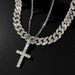 Full Diamond Cross Hip-Hop Necklace Unisex Clavicle Ins Style Cuban Chain High Rap Street Zircon Pendant_ipsvogv.com