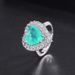 Blue Heart Inlaid Pendant, Simulated Paraiba Necklace, Ring, Earring, Three Piece Set_ipsvogv.com