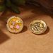 Devil's Eye Pearl Exaggerated Open Ring Monet Garden Oil Painting Series Tassel Flower Enamel Earrings_ipsvogv.com