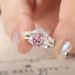 Sanjie Simulation Tourmaline Pink Zircon Paired Ring, Women's Wedding Jewelry, Valentine's Day Gift_ipsvogv.com