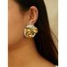 L Designer Style Gold Brass Metal Minimalist Round Ball Three-Dimensional Disc Earrings Heavy Craft Ear Jewelry_ipsvogv.com