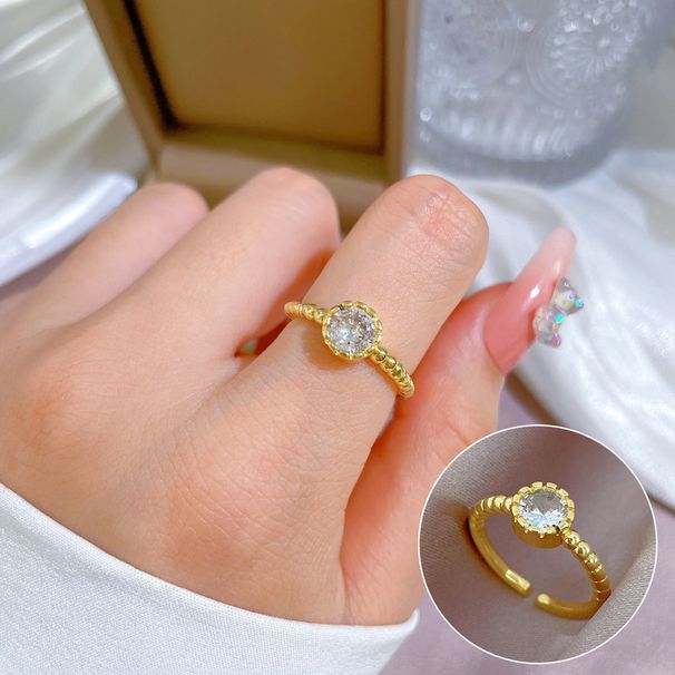 【 Real Gold Electroplating 】 Elegant and Advanced Zircon Super Sparkling Ring with Adjustable Opening for Women, Simple_ipsvogv.com