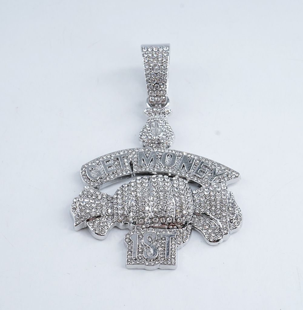 New Hip Hop Get Money Handheld Wealth Full Diamond Pendant Fashion Trendy Men's Accessories_ipsvogv.com