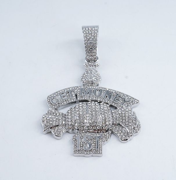 New Hip Hop Get Money Handheld Wealth Full Diamond Pendant Fashion Trendy Men's Accessories_ipsvogv.com