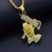 New Hip Hop Men's Prayer Hand Pistol Pendant Trendy Fashion Diamond Set Necklace K1170_ipsvogv.com