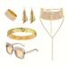 70S Disco Outfit Sunglasses Rhinestone Long Necklace Bracelet Mesh Sequins Earrings Headband Clothing Accessories_ipsvogv.com