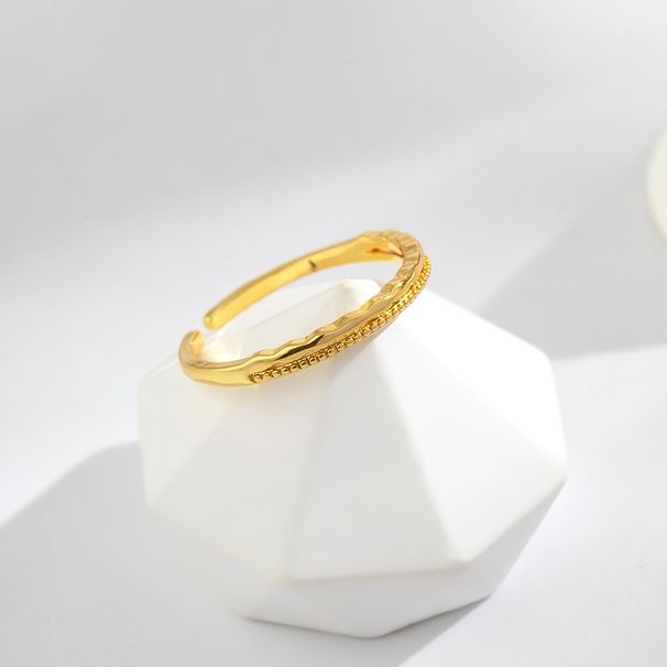 Gold-Plated Copper Light Luxury New Minimalist Style Gold Color Stackable Simple High-End Open Ring Ins_ipsvogv.com