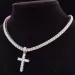 Pendant Necklaces Men Women Hip Hop Cross Necklace With 4mm Zircon Tennis Chain Iced Out Bling HipHop Jewelry Fashion_ipsvogv.com