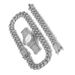 Hot Selling Full Diamond Watch 20mm Cuban Necklace Bracelet Men's Hip-hop Jewelry Set Straight_ipsvogv.com