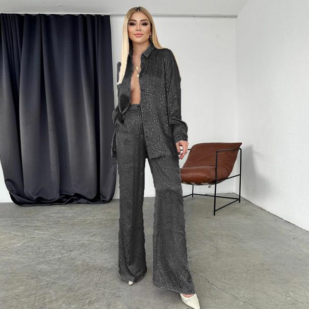 Women's Clothing suits for women long-sleeved lapel shirts leopard print trousers women's fashion casual two-piece suits_ipsvogv.com