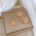 Stainless Steel Lovely Blue Pink Flowers Pendant Necklace Earrings For Women Girl Trendy Jewelry Set Gift Party_ipsvogv.com