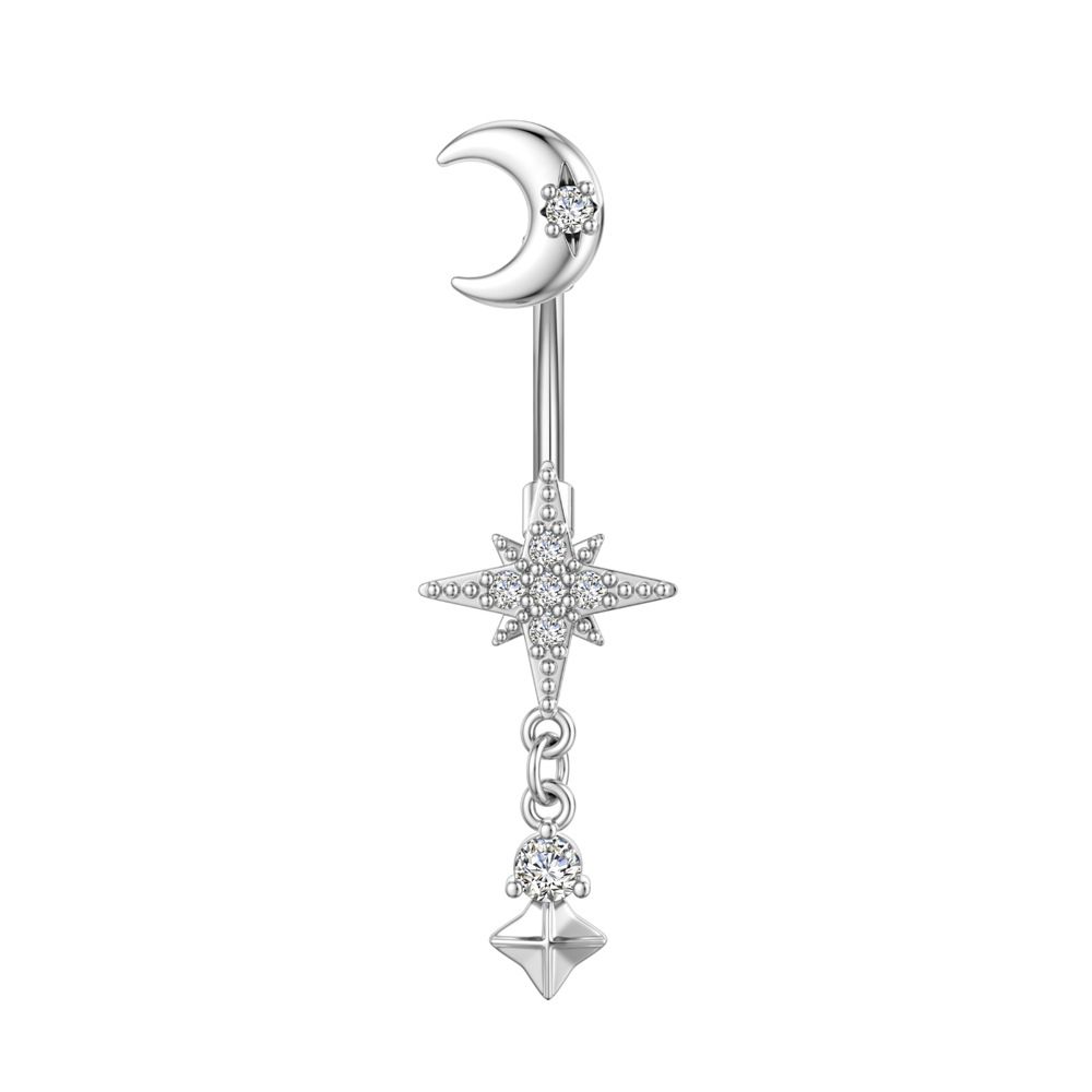 Women's Jewelry Stainless Steel Zircon Belly Button Ring Crown Cherry Butterfly Zircon Micro Inlaid Belly Button Ring Belly Button Nail_ipsvogv.com