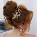 Bridal Headdress Double Hair Comb Rhinestone Pearl Decoration Hair Accessories Side Decoration Insert Comb_ipsvogv.com