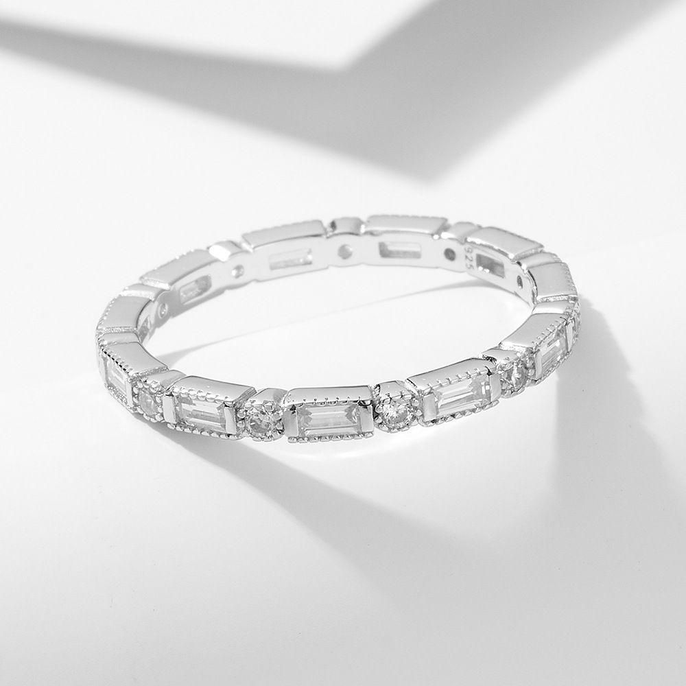 Women's Jewelry Simple New S925 Sterling Silver Ring Ins Geometric Zircon Trend All Match Ring Index Finger Ring Hand Jewelry_ipsvogv.com