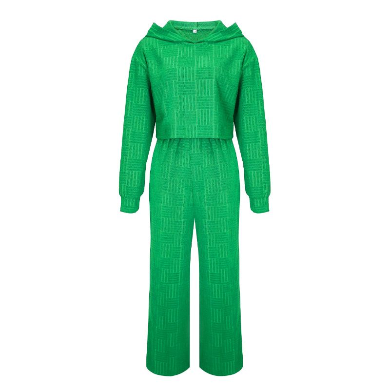 Women's Clothing casual fashion long sleeved hooded sweatshirt wide leg pants two piece set_ipsvogv.com