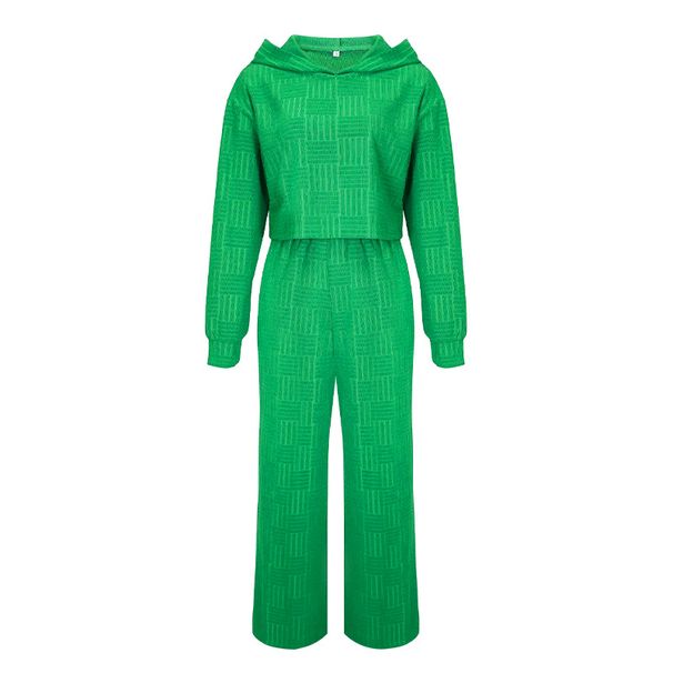 Women's Clothing casual fashion long sleeved hooded sweatshirt wide leg pants two piece set_ipsvogv.com
