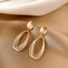 Women's earrings needle earrings for women European and American high-end long geometric oval earrings matte frosted fashionable ear jewelry trend_ipsvogv.com