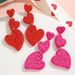 Super exquisite multi layer handmade rice bead heart earrings sweet romantic creative niche earrings Valentine's Day_ipsvogv.com
