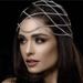 Bridal wedding rhinestone accessories tassel mesh headdress headband performance catwalk accessories_ipsvogv.com