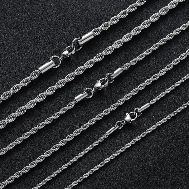 Hot Sales 2-6MM Stainless Steel Necklace For Women Men Never Fade Waterproof Twisted Rope Chain Fashion Jewelry 16-30 inches_ipsvogv.com