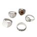 New Combination Personalized English Light Plate Tiger Stone 5-piece Set Big Ring_ipsvogv.com