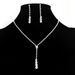 bridal jewelry fashion necklace earrings two piece set water drop diamond jewelry female set necklace simple super flash light luxury_ipsvogv.com