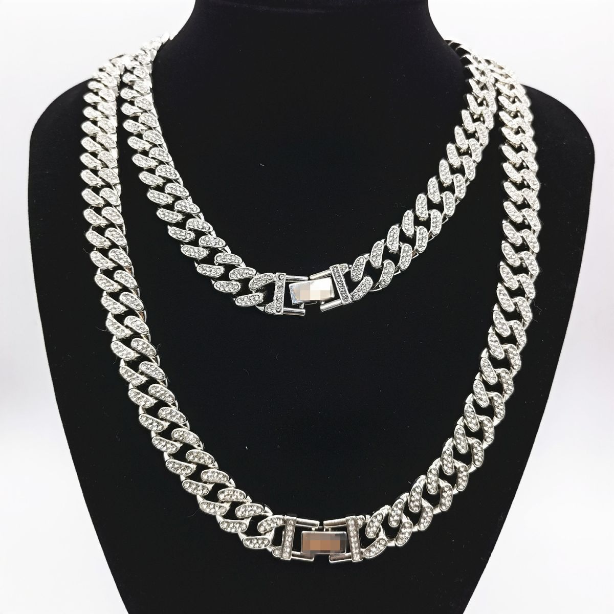 Unisex Jewelry Fashion Hip Hop Trendy Cuban Chain Diamond Bracelet 12 Mm Simple Men And Women Hiphop Order Necklace_ipsvogv.com