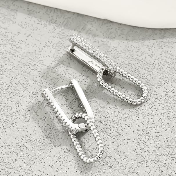 Fashionable OL Sweet Cool Spicy Girl Style Earrings for Women Simple Inlaid Zircon Versatile Earnail U-shaped Splicing_ipsvogv.com