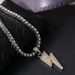 Hip Hop Alloy Full Diamond Lightning Pendant Necklace Men's Cuban Sweater Chain Jewelry_ipsvogv.com