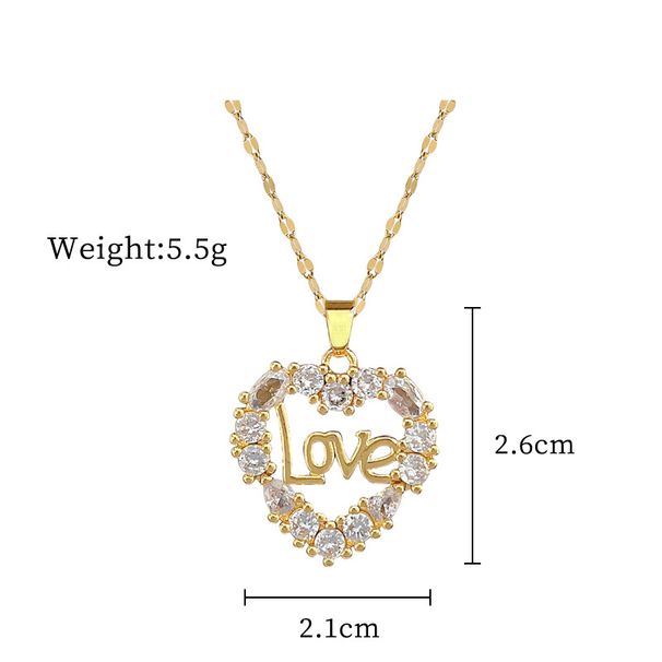 】 Love 【 LOVE Light Luxury Temperament Gorgeous Full Diamond Necklace Women's Versatile Clavicle Titanium Steel Chain 【 】_ipsvogv.com