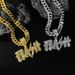 Hip hop full diamond new letter pendant pendant, trendy personality street dance versatile Cuban chain necklace_ipsvogv.com