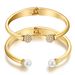 Niche design open bracelet jewelry high end geometric smooth double piece inlaid pearl bracelet_ipsvogv.com