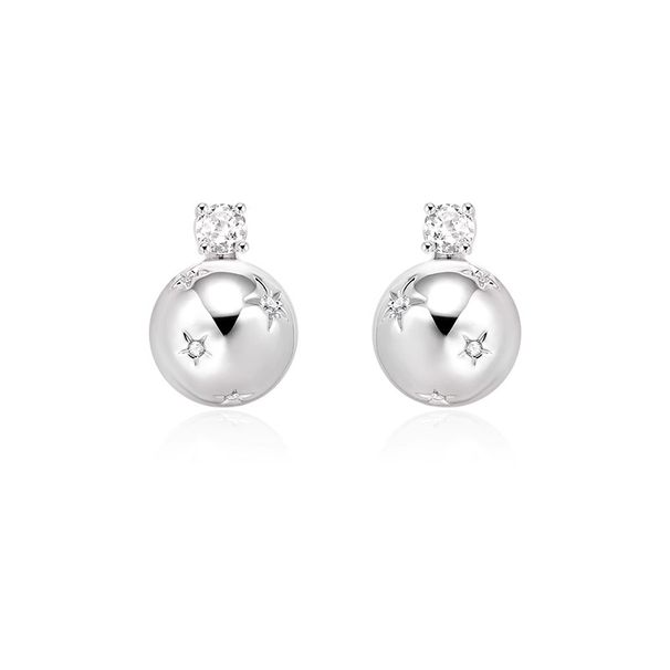 Women's Jewelry Exquisite Glossy Round Ball Diamond Earrings Light Luxury High End Design Sense Fashion Personality Five Pointed Star Smart Earrings_ipsvogv.com